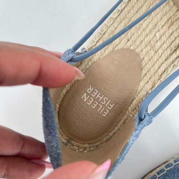 Eileen Fisher Women’s Lee Denim Blue Espadrille Flats | Size 7 Casual Slip-On - Picture 9 of 17